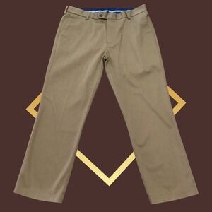 Roundtree & Yorke TravelSmart Mens 36x28 Khaki Chino Pants Tan Flat Front Cotton